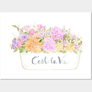 cest la vie and flowers Posters and Art